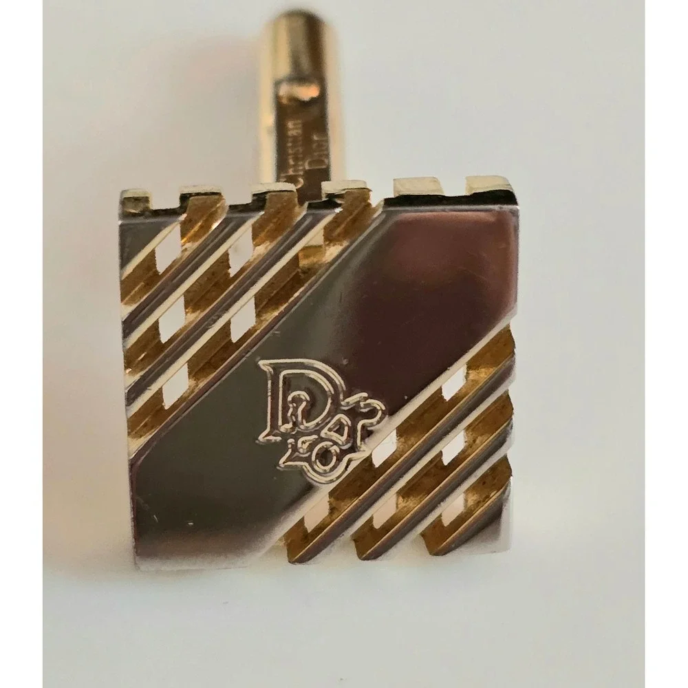 Christian Dior Cufflinks‎ Tie Tack Set Gold Tone Mens Accessories